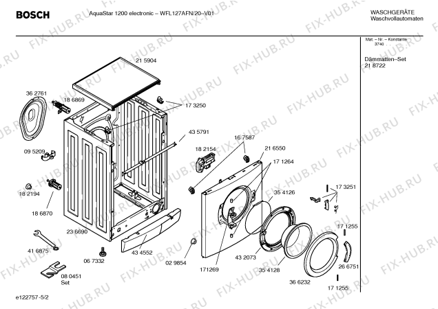 Схема №1 WFL127AFN AquaStar 1200 electronic с изображением Инструкция по установке и эксплуатации для стиральной машины Bosch 00591358