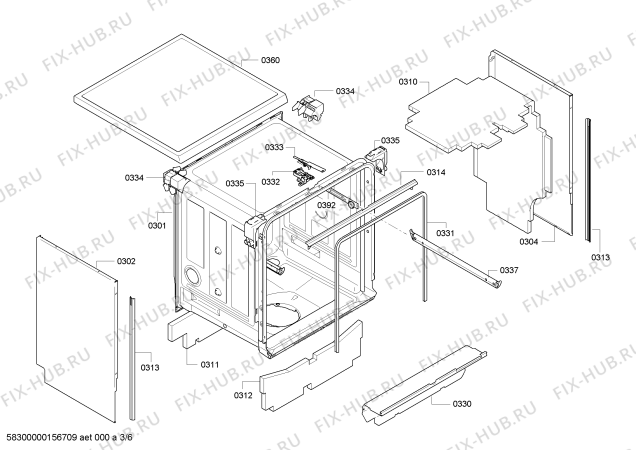 Взрыв-схема посудомоечной машины Siemens SN28N263DE Extraklasse made in germany - Схема узла 03