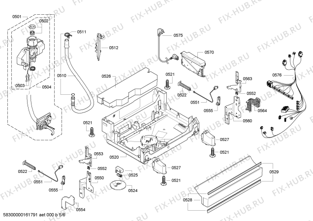 Взрыв-схема посудомоечной машины Bosch SMS50M72EP, SilencePlus - Схема узла 05