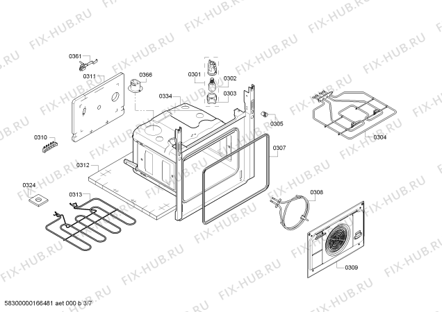 Взрыв-схема плиты (духовки) Bosch HCE728123U - Схема узла 03