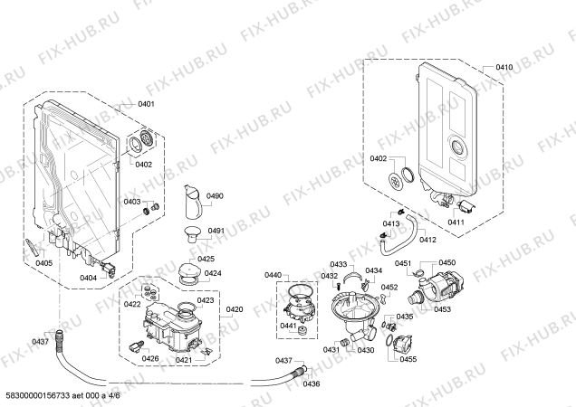 Взрыв-схема посудомоечной машины Bosch SMV53M90IL Active Water L 6,5l made in Germany - Схема узла 04