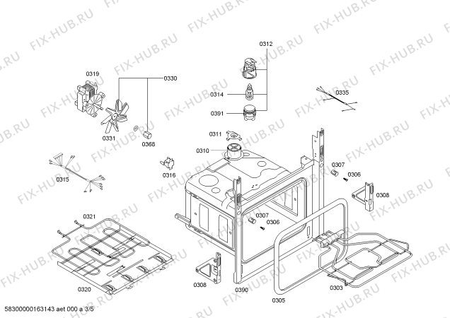 Схема №1 3HB516BP Horn.balay.2d.indp.CFm.E0_TIF.pt_crr.bln с изображением Передняя часть корпуса для духового шкафа Bosch 00700477