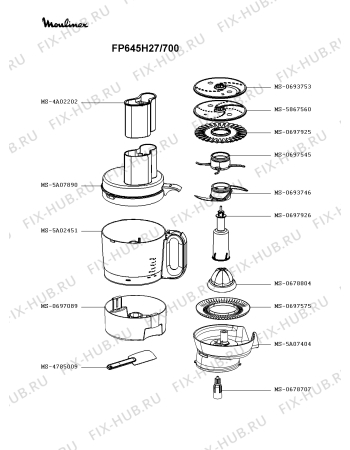 Взрыв-схема кухонного комбайна Moulinex FP645H27/700 - Схема узла QP005028.2P2