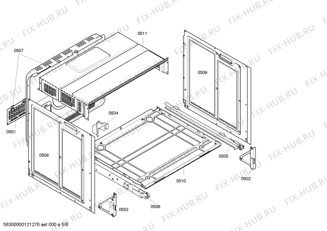 Взрыв-схема плиты (духовки) Bosch HEN384751 - Схема узла 05