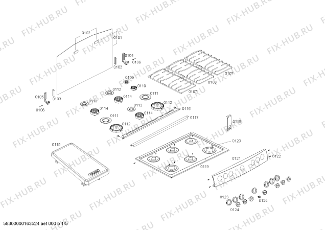 Схема №1 FG122I44SC COCINA COLDEX PRIMISSIMA INOX L76 220V с изображением Решетка для духового шкафа Bosch 00704981