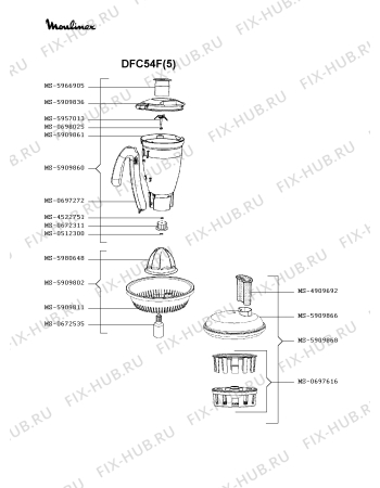 Взрыв-схема кухонного комбайна Moulinex DFC54F(5) - Схема узла KP003267.2P2