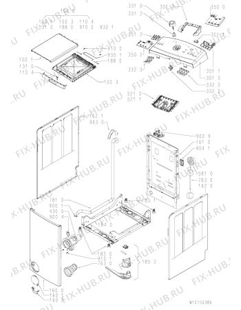 Схема №1 AWE8610 A++ с изображением Декоративная панель для стиральной машины Whirlpool 481010736447