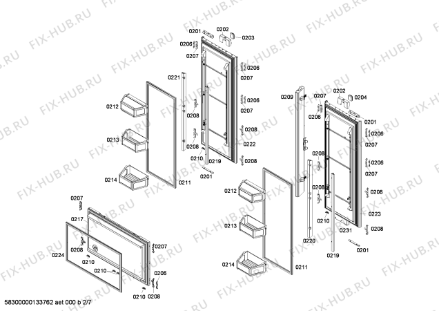 Схема №1 T36IT71FN с изображением Монтажный набор для холодильной камеры Bosch 00670894