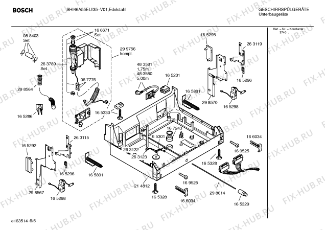 Взрыв-схема посудомоечной машины Bosch SHI46A55EU Silence comfort - Схема узла 05