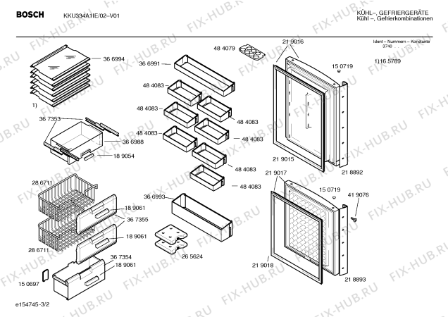 Схема №1 KKU334A1IE с изображением Инструкция по эксплуатации для холодильной камеры Bosch 00585546