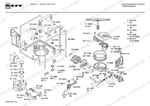 Взрыв-схема посудомоечной машины Neff 195301529 5223.11I - Схема узла 02