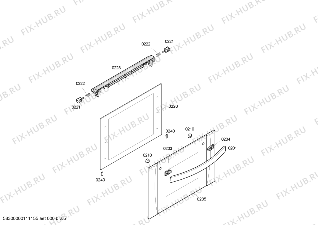 Схема №1 P1HEB69050 с изображением Внешняя дверь для плиты (духовки) Bosch 00475588