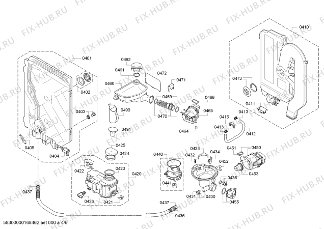 Взрыв-схема посудомоечной машины Bosch SMU69U75EU Active Water Eco² - Схема узла 04