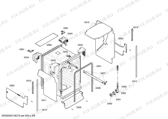 Схема №1 SRV43M23RU с изображением Модуль управления для посудомоечной машины Bosch 00642793