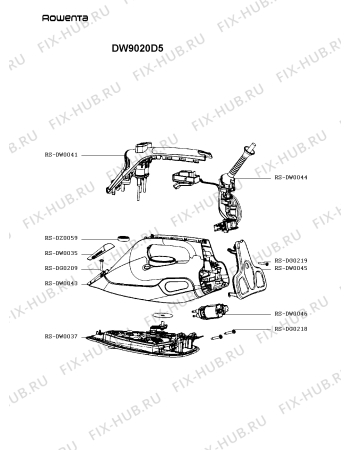 Схема №1 DW9020D1 с изображением Рукоятка для электроутюга Rowenta RS-DW0060