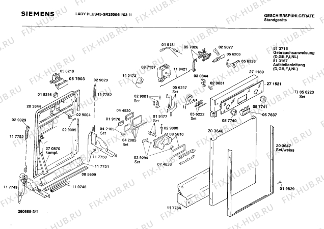 Схема №1 SR25004 с изображением Панель для электропосудомоечной машины Siemens 00271521