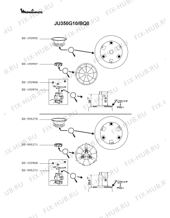 Взрыв-схема соковыжималки Moulinex JU350G10/BQ0 - Схема узла LP004390.5P2