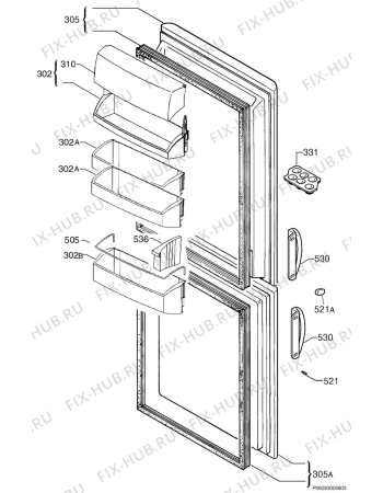 Взрыв-схема холодильника Aeg S3151KG8 - Схема узла Door 003