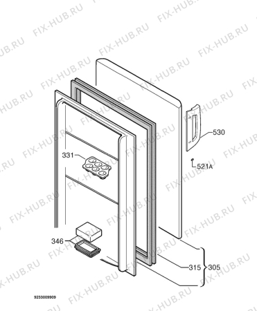 Взрыв-схема холодильника Zanussi Electrolux ZLF60W - Схема узла Door 003