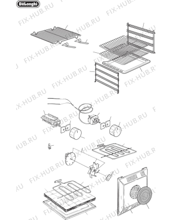 Схема №1 DEF605E с изображением Модуль (плата управления) для плиты (духовки) DELONGHI 35C6009LDA