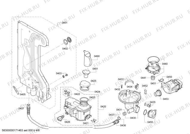 Взрыв-схема посудомоечной машины Bosch SMU50D12SK SielencePlus - Схема узла 04