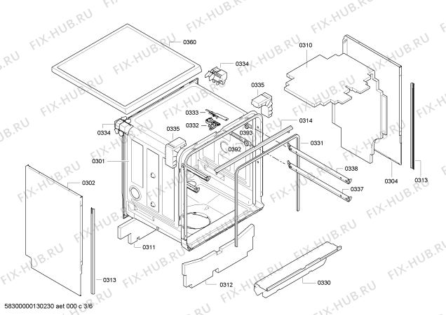 Взрыв-схема посудомоечной машины Bosch SMS69L09GB - Схема узла 03