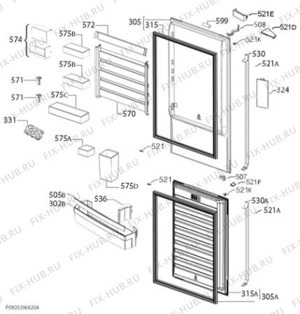 Взрыв-схема холодильника Husqvarna Electrolux QRT4270X - Схема узла Door 003