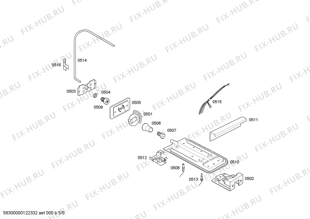 Взрыв-схема плиты (духовки) Bosch HSK64K31NF STYLE GRILL II BCO GE 220V - Схема узла 05