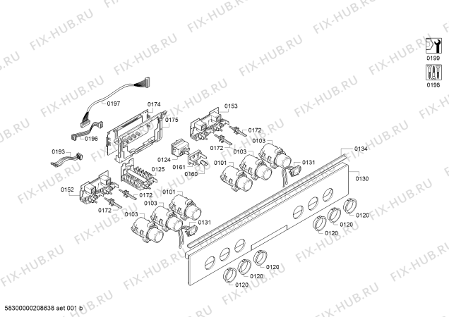 Схема №3 HET557BW1C с изображением Панель управления для духового шкафа Bosch 11022889