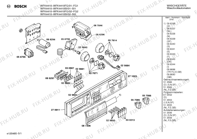 Схема №1 WFK4410FG WFK4410 с изображением Панель управления для стиральной машины Bosch 00271023