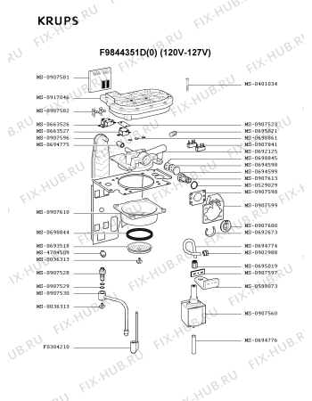 Взрыв-схема кофеварки (кофемашины) Krups F9844351D(0) - Схема узла BP001865.9P3