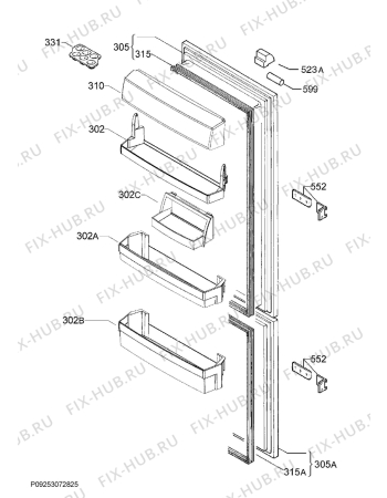 Взрыв-схема холодильника Aeg SCS8181ENS - Схема узла Door 003