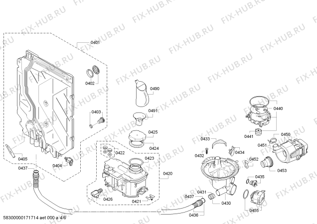 Взрыв-схема посудомоечной машины Siemens SN26L880TR - Схема узла 04