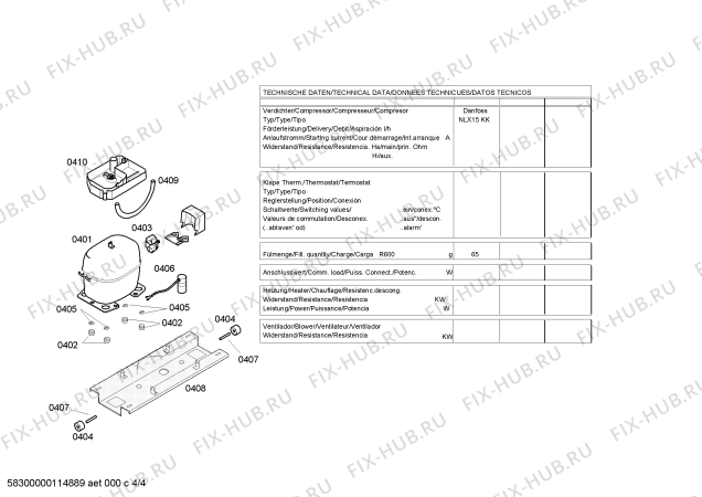 Схема №1 3KF4866N с изображением Компрессор для холодильной камеры Bosch 00144608