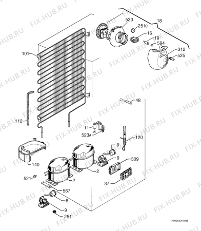 Взрыв-схема холодильника Arthurmartinelux AR8658B - Схема узла Cooling system 017