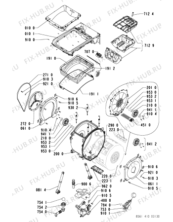 Взрыв-схема стиральной машины Whirlpool AWT 4103 - Схема узла