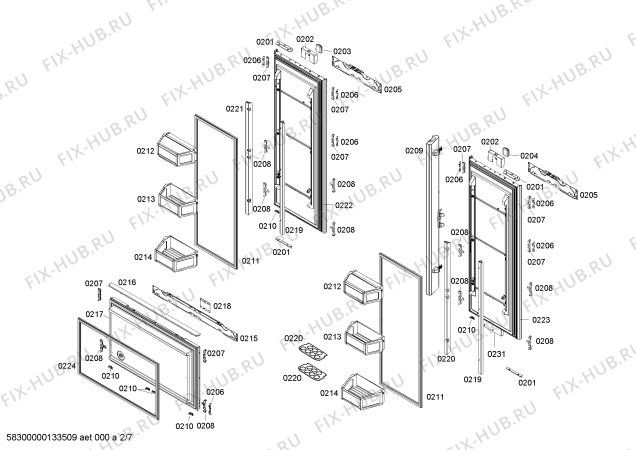 Схема №1 S36IT70NNP с изображением Монтажный набор для холодильника Bosch 00669036