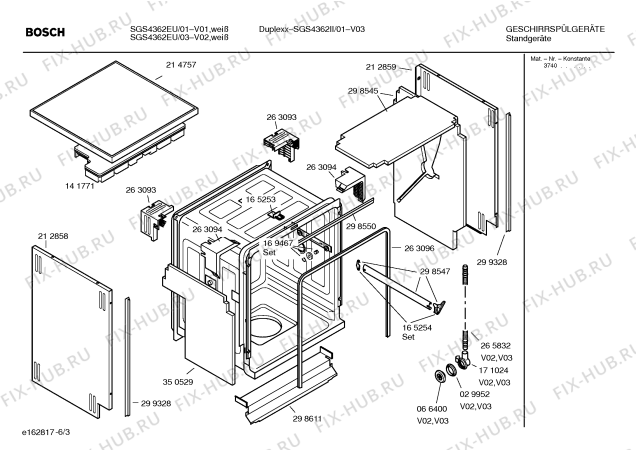 Взрыв-схема посудомоечной машины Bosch SGS4362II DUPLEXX - Схема узла 03