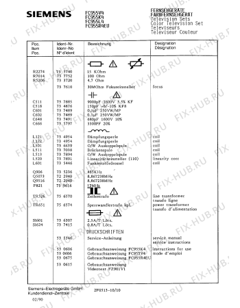 Схема №1 FC955L4 с изображением Инструкция по эксплуатации для жк-телевизора Siemens 00530606