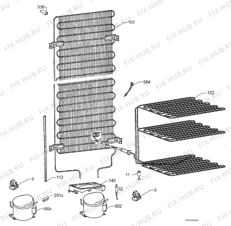 Взрыв-схема холодильника Privileg 00585039_41957 - Схема узла Cooling system 017