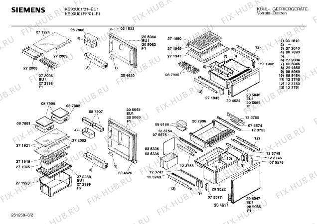 Схема №1 KS90U00FF с изображением Поднос для холодильника Siemens 00087907