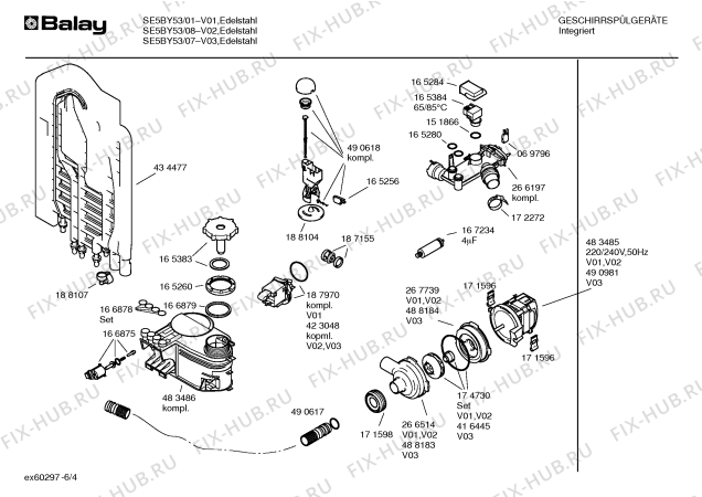 Схема №1 SE5BY23 с изображением Инструкция по эксплуатации для электропосудомоечной машины Bosch 00588090