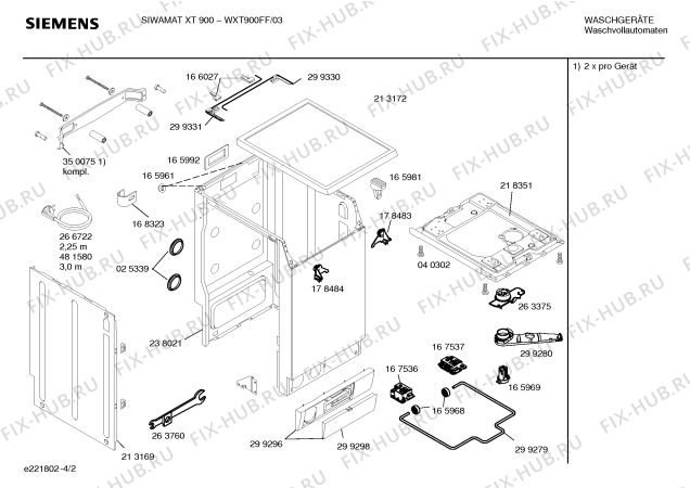 Схема №2 WXT900FF SIWAMAT XT 900 fuzzy plus с изображением Инструкция по эксплуатации для стиральной машины Siemens 00526910