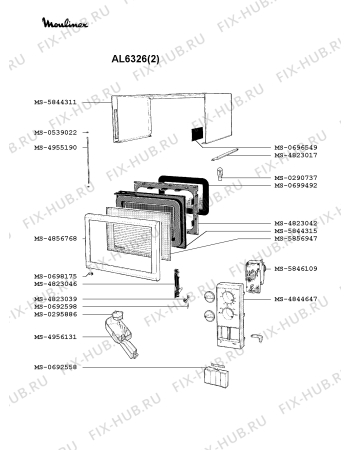 Взрыв-схема микроволновой печи Moulinex AL6326(2) - Схема узла DP002348.5P2