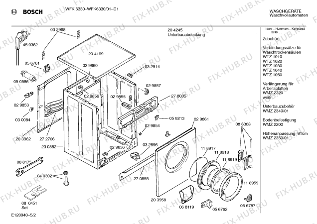 Взрыв-схема стиральной машины Bosch WFK6330 - Схема узла 02