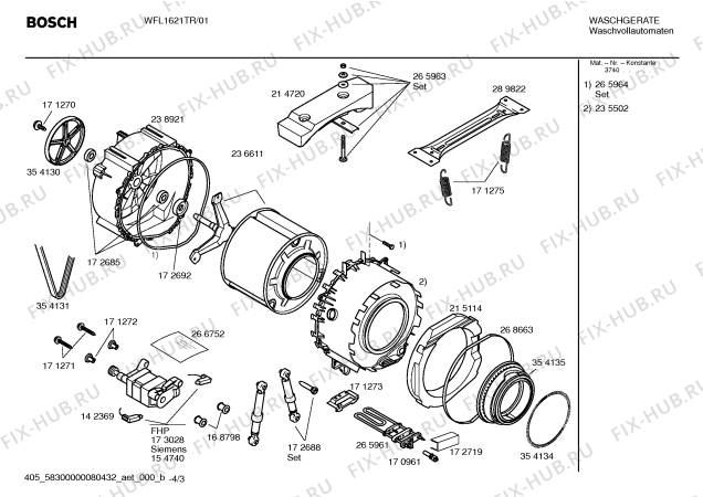 Взрыв-схема стиральной машины Bosch WFL1621TR Maxx WFL1621 - Схема узла 03