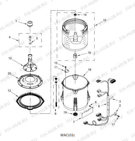 Схема №1 4KATW5215FW с изображением Обшивка для стиралки Whirlpool 488000522022