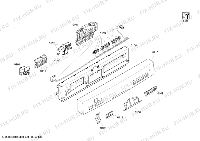 Схема №1 SGS56E18GB с изображением Панель управления для посудомойки Bosch 00665645