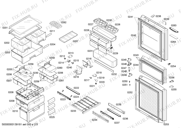 Взрыв-схема холодильника Siemens KK27F89TI - Схема узла 02