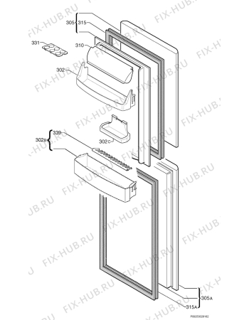 Взрыв-схема холодильника Zanussi Electrolux ZRB7725W - Схема узла Door 003